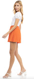 Pleated Skorts with Drawstring - Apricot