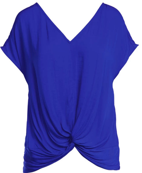 Drop Shoulder Front Twist Blouse - Sapphire