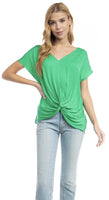 Drop Shoulder Front Twist Blouse - Sapphire