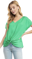 Drop Shoulder Front Twist Blouse - Sapphire