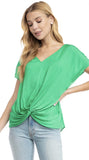 Drop Shoulder Front Twist Blouse - Sapphire