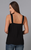 Knotted Strap Front Tank Top - Black