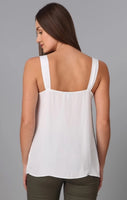 Knotted Strap Front Tank Top - White