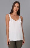 Knotted Strap Front Tank Top - White