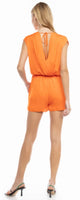 Surplice Ruffled Romper - Orangeade