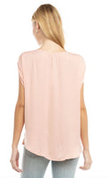 Drop Shoulder Boxy Blouse with Side Slit - Rose Dawn