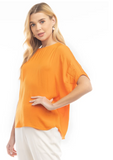 Dolman Short Sleeve Blouse - Nectarine