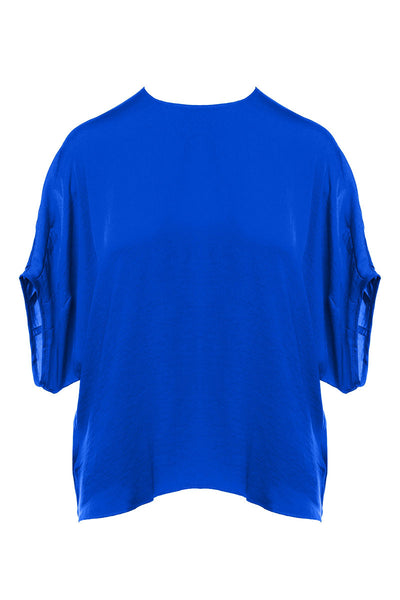 Dolman Short Sleeve Blouse - Capri Blue