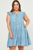 Plus Size - Ruffle Button Down Tiered Dress