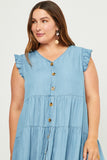 Plus Size - Ruffle Button Down Tiered Dress