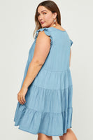 Plus Size - Ruffle Button Down Tiered Dress