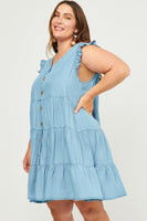 Plus Size - Ruffle Button Down Tiered Dress