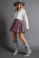 Pleated Silky Mini Skirt - Espresso