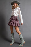 Pleated Silky Mini Skirt - Espresso