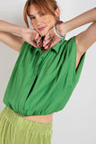 Button Down Linen Top - Kelly Green