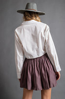 Pleated Silky Mini Skirt - Espresso