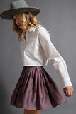 Pleated Silky Mini Skirt - Espresso