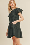 Asymmetric Seam Babydoll Dress - Black