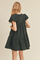 Asymmetric Seam Babydoll Dress - Black