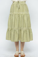 Tiered Maxi Skirt with Elastic Waistband - Olive Green