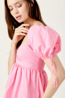 Puff Sleeve Babydoll Top - Cool Pink