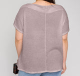 Plus Size - Boat Neck Bottom Twist Top - Lavender