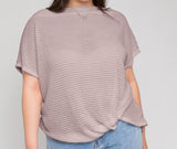 Plus Size - Boat Neck Bottom Twist Top - Lavender